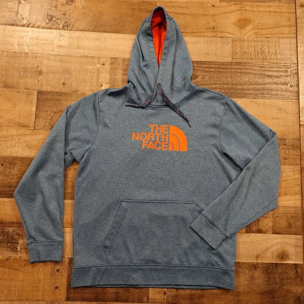 The North Face‎ Hoodie Men’s Large Blue Orange Logo Outdoor Pullover
